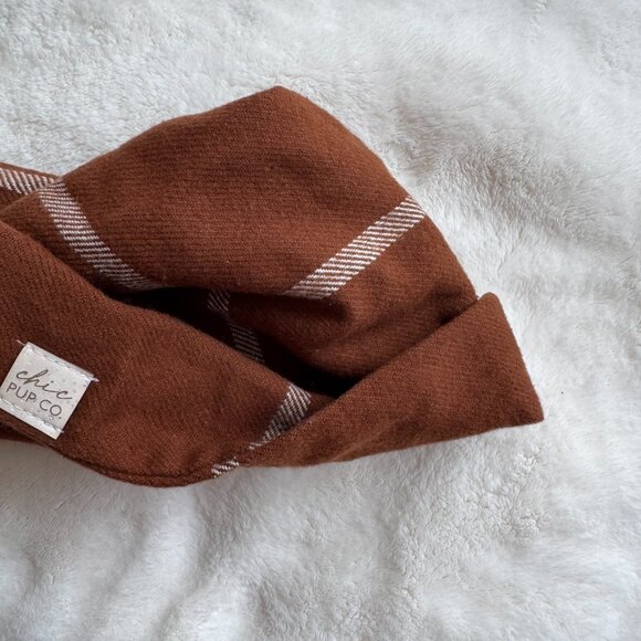 NWT Chic Pup Co Autumn Plaid Dog Scarf, Burnt Orange + White, Size Large - Picture 5 of 11
